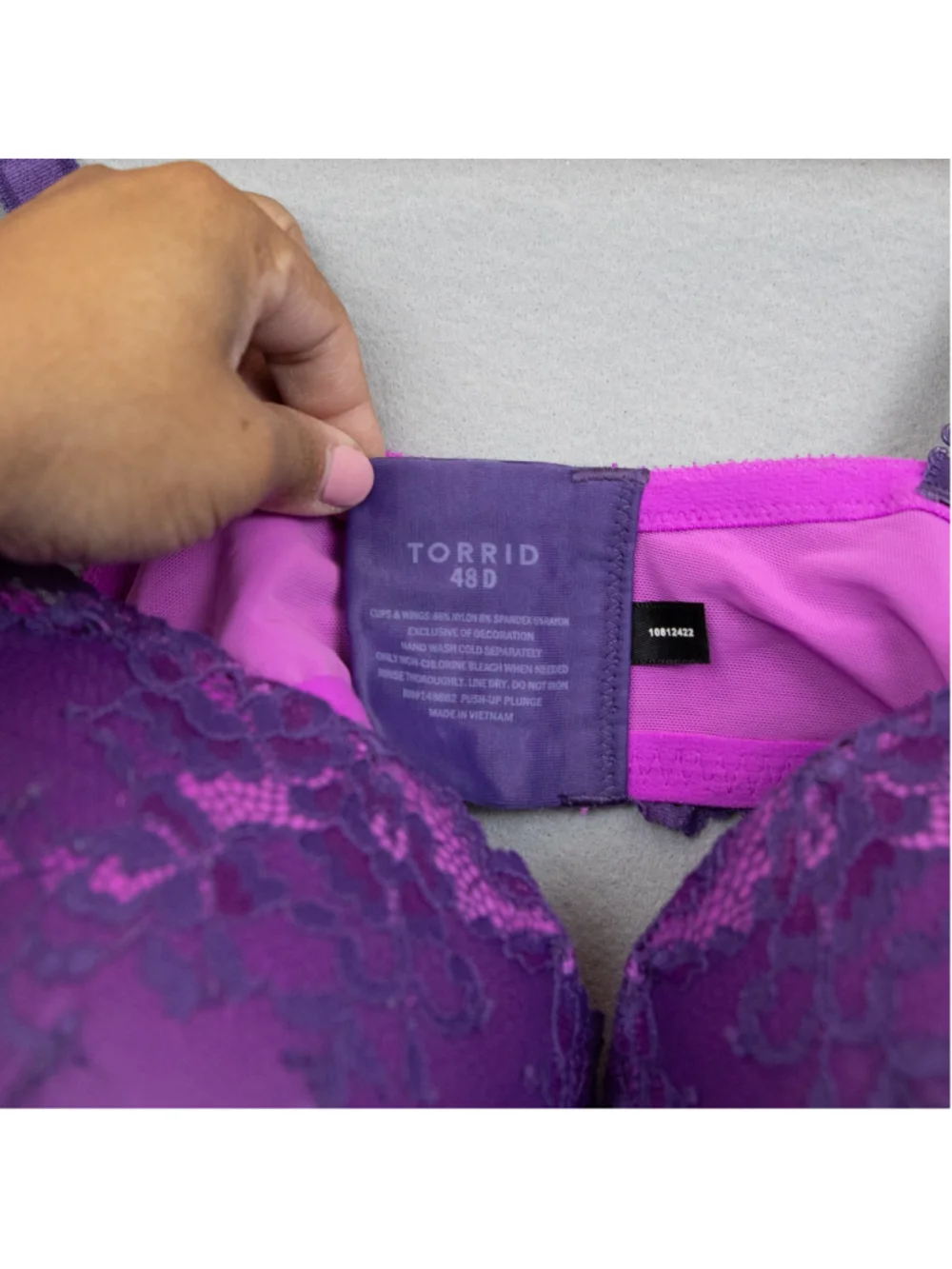 Torrid purple lace push up plunge bra-48D
